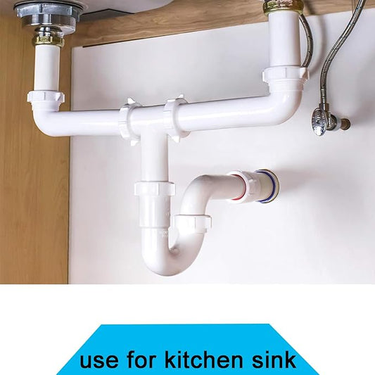 (1 Pack) Yariwiz White P Trap 1 1/2 Inch for Bathroom Kitchen Sink Drain Pipe Tubular Kit with Blue TPE Washer KSD-002W